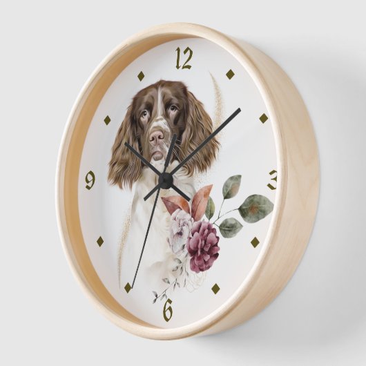 Springer Spaniel Dog Winter Bouquet Clock (Hoek)