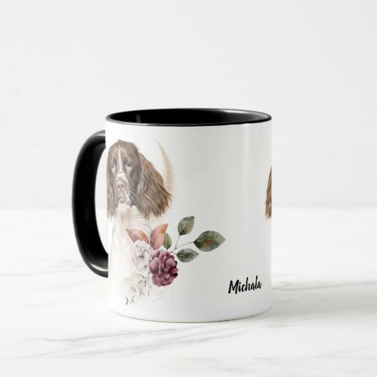 Springer Spaniel Dog Winter Bouquet Mok (Voorkant links)