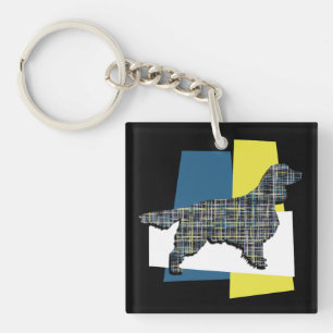 Springer Spaniel Dog Y&B Grid Tricolor Sleutelhanger