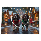 Springer Spaniel Dogs Christmas Snow Holiday Groot Cadeauzakje (Voorkant)