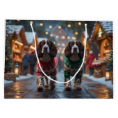 Springer Spaniel Dogs Christmas Snow Holiday Groot Cadeauzakje (Achterkant)