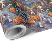 Springer Spaniel Dogs In Halloween Costumes Cadeaupapier (Rol Hoek)
