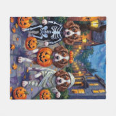 Springer Spaniel Dogs In Halloween Costumes Fleece Deken (Voorkant (Horizontaal))