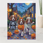 Springer Spaniel Dogs In Halloween Costumes Kaart (Voorkant)