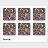 Springer Spaniel Dogs In Halloween Costumes Vierkante Sticker (Vel)