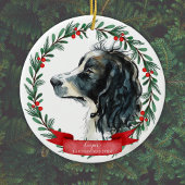 Springer Spaniel Eerste Kerst Waterverf Krans Keramisch Ornament