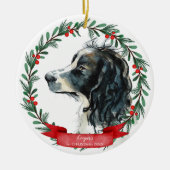 Springer Spaniel Eerste Kerst Waterverf Krans Keramisch Ornament (Voorkant)
