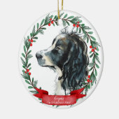 Springer Spaniel Eerste Kerst Waterverf Krans Keramisch Ornament (Links)
