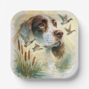 Springer Spaniel en Mallard Duck dubbele belichtin Papieren Bordje