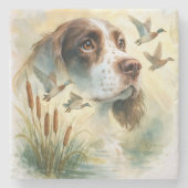 Springer Spaniel en Mallard Duck dubbele belichtin Stenen Onderzetter (Voorkant)