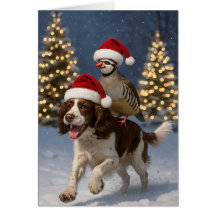 Springer Spaniel en Patrijs Kerstkaart