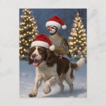 Springer Spaniel en Patrijs Kerstkaart