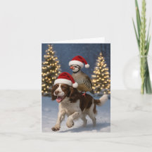 Springer Spaniel en Patrijs Kerstkaart