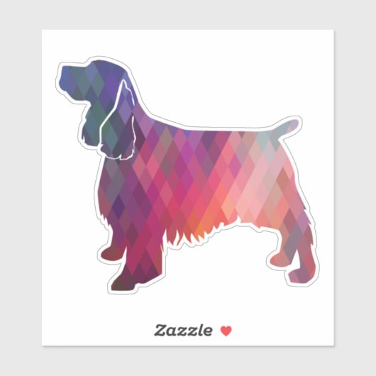 Springer Spaniel Geometric Pattern Silhouette Sticker (Vel)
