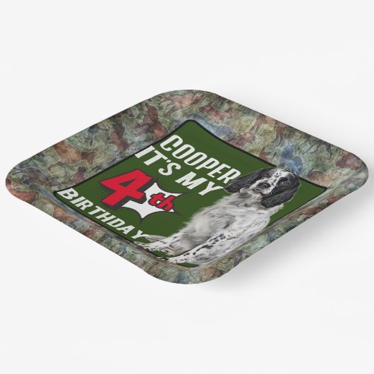Springer Spaniel Gepersonaliseerd vierde verjaarda Papieren Bordje (Gebogen)
