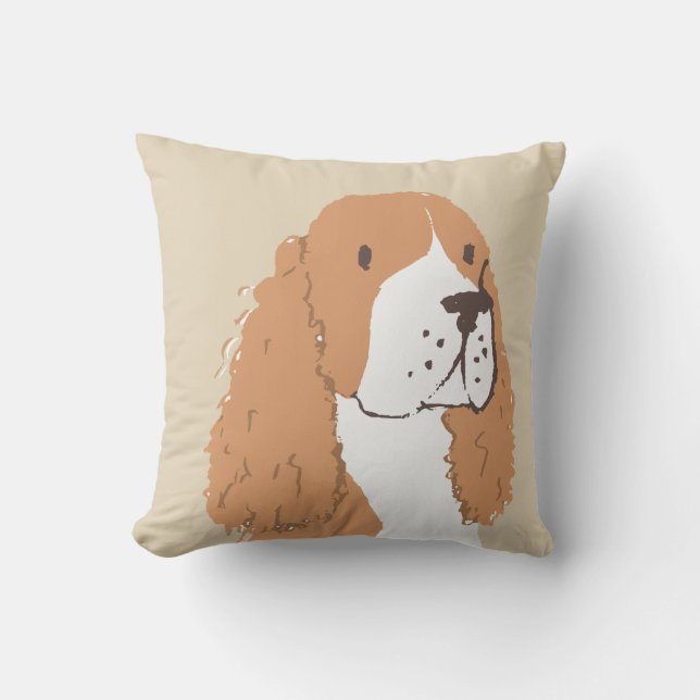 Springer spaniel goud wit schattig gepersonaliseer kussen (Voorkant)