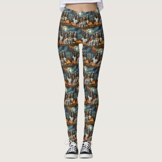 Springer Spaniel Halloween Griezelen Leggings (Voorkant)