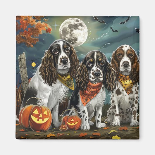 Springer Spaniel Halloween Griezelen Magneet (Voorkant)