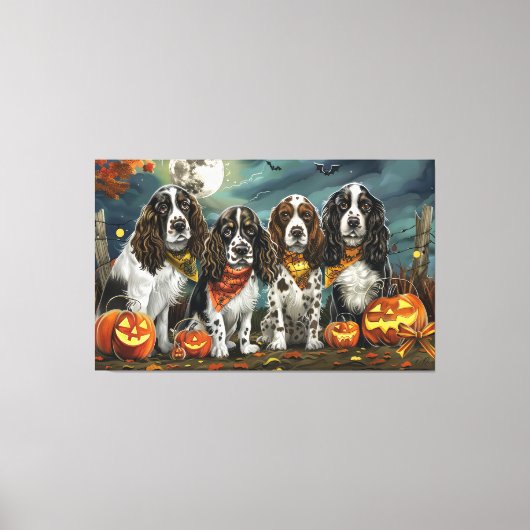 Springer Spaniel Halloween Griezelig Canvas Afdruk (Voorkant)