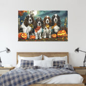 Springer Spaniel Halloween Griezelig Canvas Afdruk (Insitu (Slaapkamer))