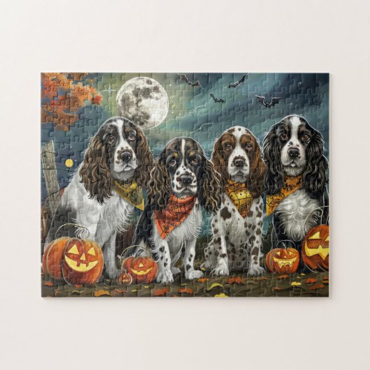 Springer Spaniel Halloween Griezelig Legpuzzel (Horizontaal)