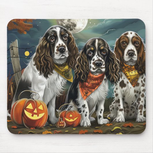Springer Spaniel Halloween Griezelig Muismat (Voorkant)