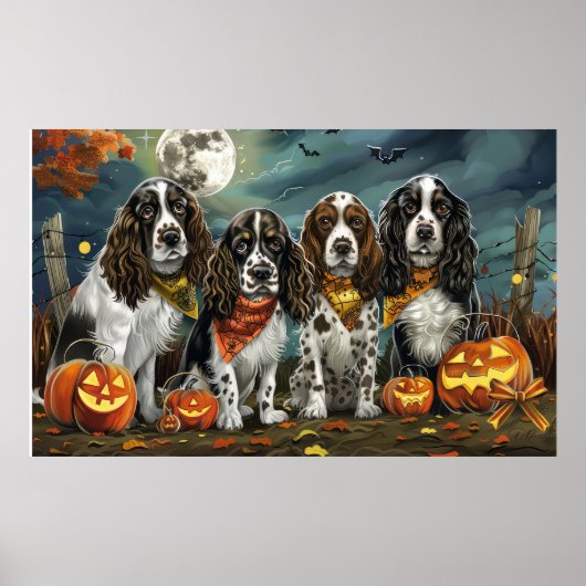 Springer Spaniel Halloween Griezelig Poster (Voorkant)