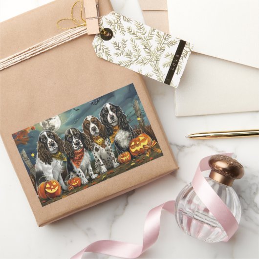 Springer Spaniel Halloween Spoken Rechthoekige Sticker (Geschenken)