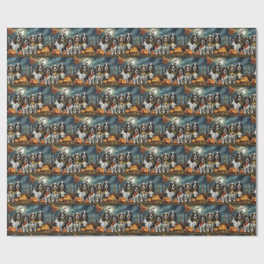 Springer Spaniel Halloween Spokenmakend Cadeaupapier (Vlak)