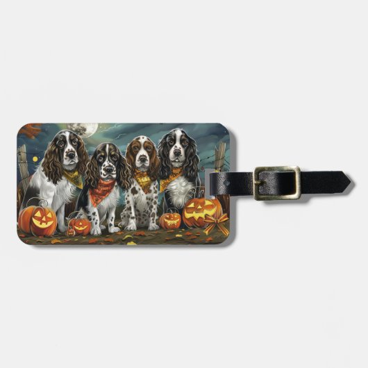 Springer Spaniel Halloween Spooky Bagagelabel (Voorkant horizontaal)