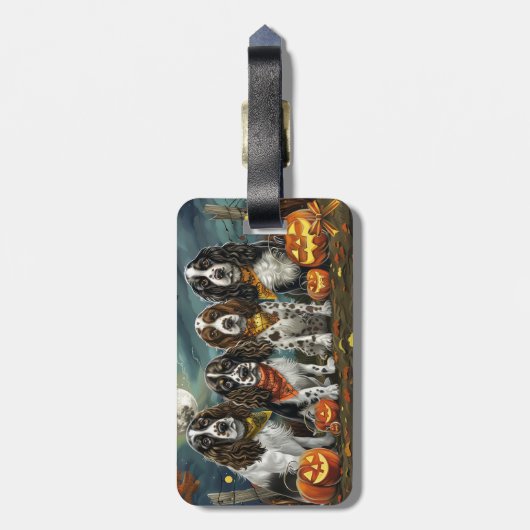 Springer Spaniel Halloween Spooky Bagagelabel (Achterkant verticaal)