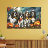 Springer Spaniel Halloween Spooky Canvas Afdruk (Insitu (Woonkamer))