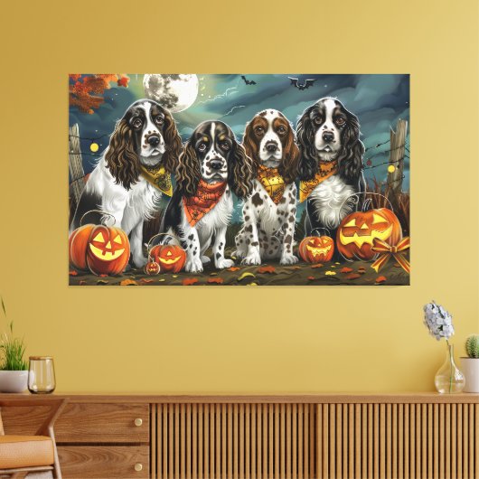 Springer Spaniel Halloween Spooky Canvas Afdruk (Insitu (Woonkamer))