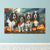 Springer Spaniel Halloween Spooky Canvas Afdruk (Insitu (Houten vloer))