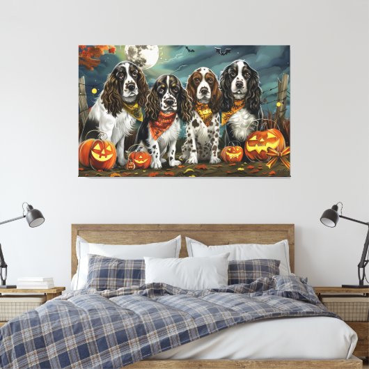 Springer Spaniel Halloween Spooky Canvas Afdruk (Insitu (Slaapkamer))