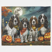 Springer Spaniel Halloween Spooky Fleece Deken (Voorkant (Horizontaal))