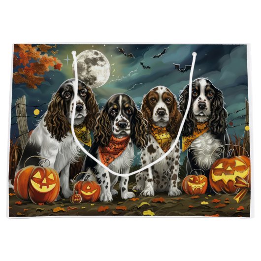 Springer Spaniel Halloween Spooky Groot Cadeauzakje (Voorkant)