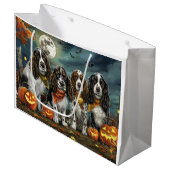 Springer Spaniel Halloween Spooky Groot Cadeauzakje (Voorkant Gekanteld)