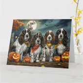 Springer Spaniel Halloween Spooky Kaart (Gele Bloem)