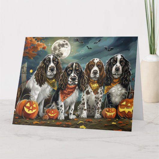 Springer Spaniel Halloween Spooky Kaart (Voorkant)
