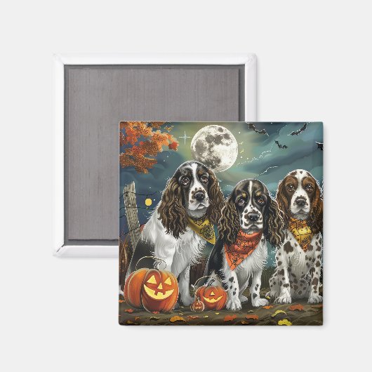 Springer Spaniel Halloween Spooky Magneet (Voorkant / Achterkant)
