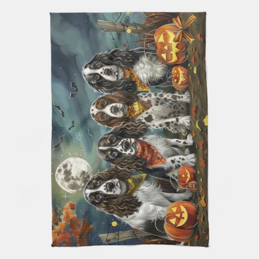 Springer Spaniel Halloween Spooky Theedoek (Verticaal)