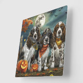 Springer Spaniel Halloween Spooky Vierkante Klok (Hoek)