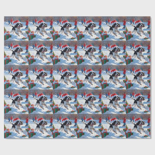 Springer Spaniel Hardloopsneeuw met kerst Pet Cadeaupapier (Vlak)