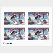 Springer Spaniel Hardloopsneeuw met kerst Pet Rechthoekige Sticker (Vel)