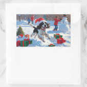 Springer Spaniel Hardloopsneeuw met kerst Pet Rechthoekige Sticker (Tas)