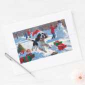 Springer Spaniel Hardloopsneeuw met kerst Pet Rechthoekige Sticker (Envelop)