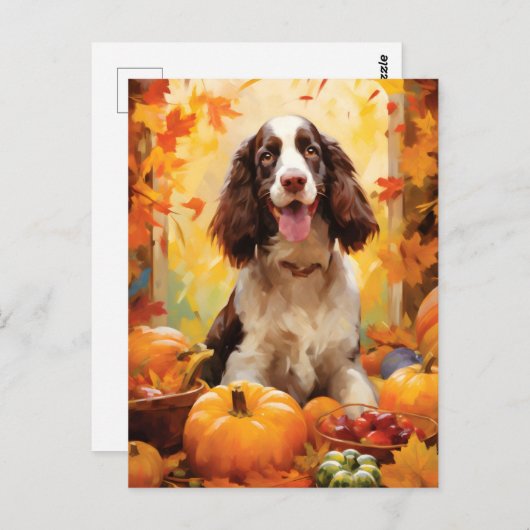 Springer Spaniel Herfst Dankdag  Briefkaart (Voorkant / Achterkant)