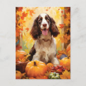 Springer Spaniel Herfst Dankdag  Briefkaart (Voorkant)