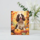 Springer Spaniel Herfst Thanksgiving Briefkaart (Staand voorkant)